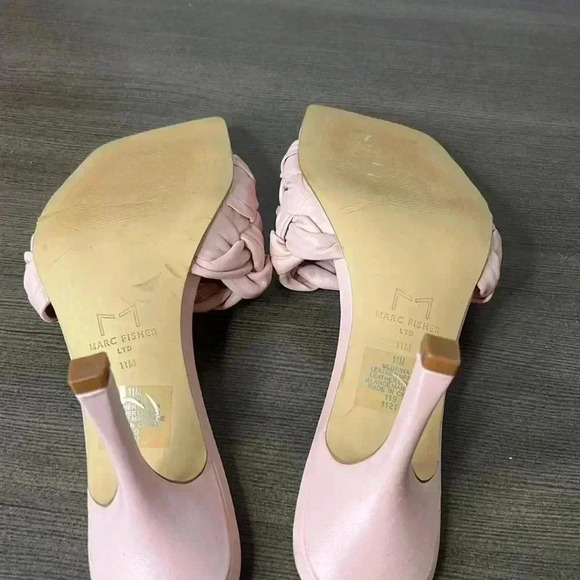 Marc Fisher Women’s Draya Slide Heeled Sandals Pink Square Toe Braided Size 7.5 - Picture 8 of 8